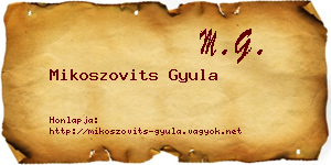 Mikoszovits Gyula névjegykártya